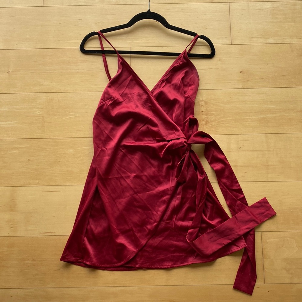 Red Shine Wrap dress